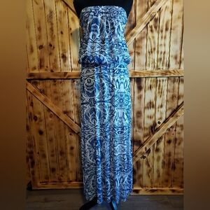 Cynthia Rowley blue and white paisley print maxi dress Size xs